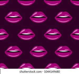 Seamless pattern with female lips. Print for paper wrapping, textile, fabric, cosmetic background. Vector illustration