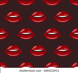 Seamless pattern with female lips. Print for paper wrapping, textile, fabric, cosmetic background. Vector illustration