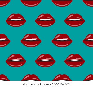 Seamless pattern with female lips. Print for paper wrapping, textile, fabric, cosmetic background. Vector illustration