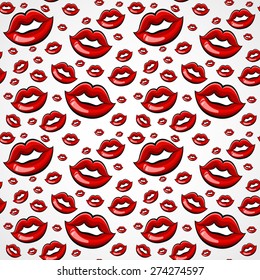 Seamless pattern with female lips. Vector illustration
