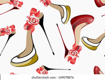 Seamless pattern with female shoes