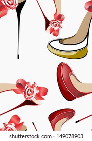 Seamless pattern with female shoes