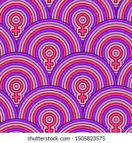 Seamless pattern with female symbols. Vector wallpaper.