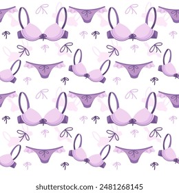 Seamless pattern of female underwear bra and panty retro sexy design vector illustration on white background