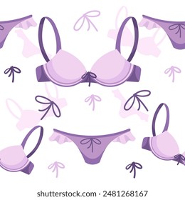 Seamless pattern of female underwear bra and panty retro sexy design vector illustration on white background