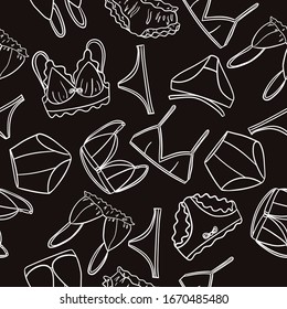 Seamless pattern of female underwear. Vector graphics.