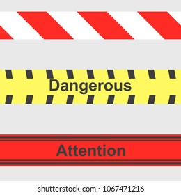 Seamless pattern of fencing and warning ribbons on a gray background.