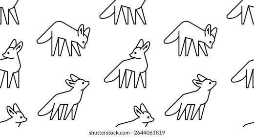 Seamless pattern with Fennec Fox logo. isolated on white background