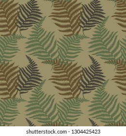 Seamless pattern with fern. Camouflage vector background.
