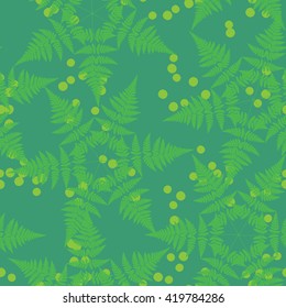 Seamless pattern with fern leaves in the form of star