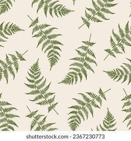 Seamless pattern with fern leaves. Simple floral background. Herbal natural prints.