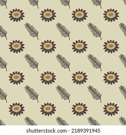 seamless pattern fern on a beige background