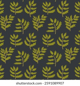 Seamless pattern with ferns, plants