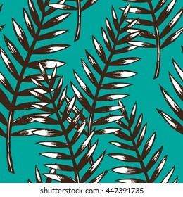 Seamless pattern with ferns. Unusual natural texture. Vector wallpaper with plants created for your design.