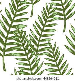 Seamless pattern with ferns. Unusual natural texture. Vector wallpaper with plants created for your design.