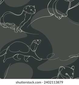 Seamless pattern with ferrets and martens. Vector illustration.