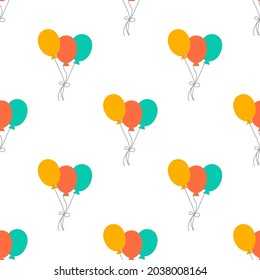 Seamless pattern. Festive background with balloons. For cover, greeting card, fabric, packaging. Vector illustration.