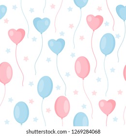 Seamless pattern with festive balloons in the air. Vector illustration.