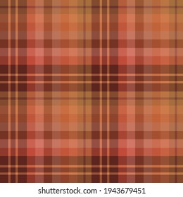 Seamless pattern in festive brown, orange, warm pink colors for plaid, fabric, textile, clothes, tablecloth and other things. Vector image. 
