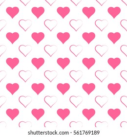 Seamless pattern. Festive elegant texture with repeating hearts. St Valentine's day background. Vector element of graphical design.