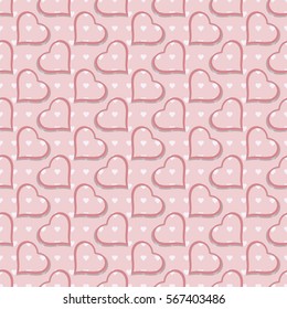 Seamless pattern. Festive elegant texture with repeating hearts. St Valentine's day background. Vector element of graphical design