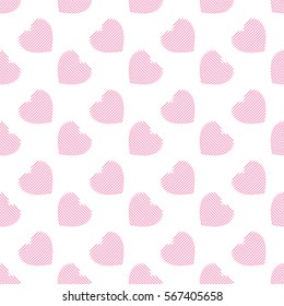Seamless pattern. Festive elegant texture with repeating hearts. St Valentine's day background. Vector element of graphical design