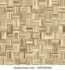 Seamless pattern. Fibrous squares. Imitation of parquet. Chaotic coloring. The illusion of curvature.