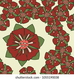 Seamless pattern. Fictional flowers arranged in random order. Texture for fashion, wallpaper and backgrounds.