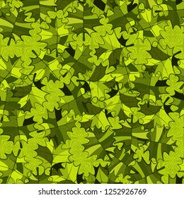 Seamless pattern of fictional maple leaves on a lace background.