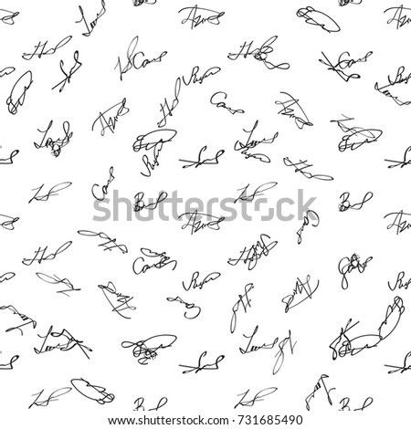 Seamless pattern - Fictitious autographs (signatures)