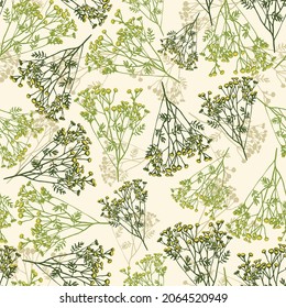 Seamless pattern with field flowers. Pizhma. Cover, wallpaper and fabrics