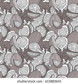 Seamless pattern with fig fruits. Eco food illustration.