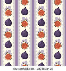 Seamless pattern with fig and stripes