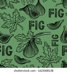 SEAMLESS PATTERN WITH FIGS AND LEAVES IN VECTOR