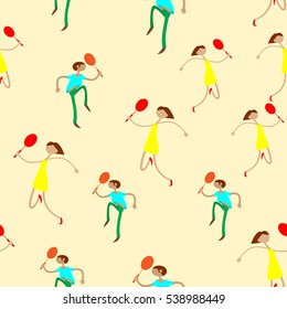 Seamless pattern with figures of athletes. Cartoon. Caricature.