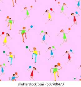 Seamless pattern with figures of athletes. Cartoon. Caricature.