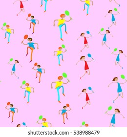 Seamless pattern with figures of athletes. Cartoon. Caricature.