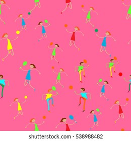 Seamless pattern with figures of athletes. Cartoon. Caricature.