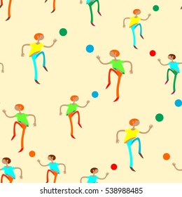 Seamless pattern with figures of athletes. Cartoon. Caricature.