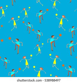 Seamless pattern with figures of athletes. Cartoon. Caricature.