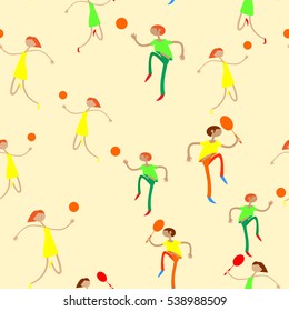 Seamless pattern with figures of athletes. Cartoon. Caricature.