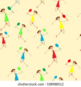 Seamless pattern with figures of athletes. Cartoon. Caricature.