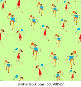 Seamless pattern with figures of athletes. Cartoon. Caricature.