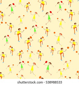 Seamless pattern with figures of athletes. Cartoon. Caricature.