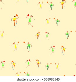 Seamless pattern with figures of athletes. Cartoon. Caricature.