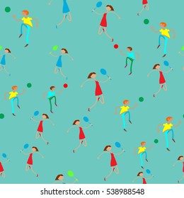 Seamless pattern with figures of athletes. Cartoon. Caricature.