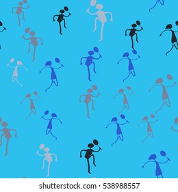 Seamless pattern with figures of athletes. Cartoon. Caricature.