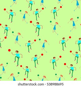 Seamless pattern with figures of athletes. Cartoon. Caricature.