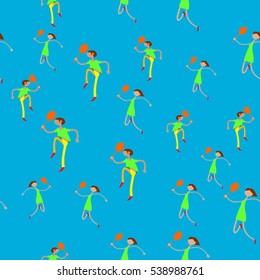 Seamless pattern with figures of athletes. Cartoon. Caricature.