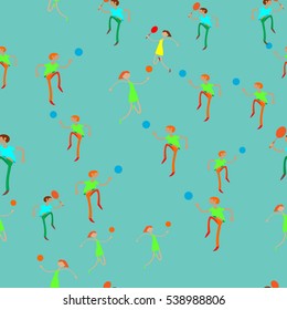 Seamless pattern with figures of athletes. Cartoon. Caricature.